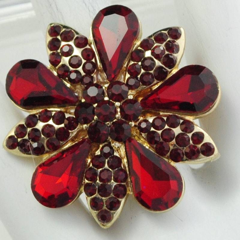 Roten Strass Blume Ring Urlaub Schmuck Geschenk Für Sie Verstellbare von victoriascharms