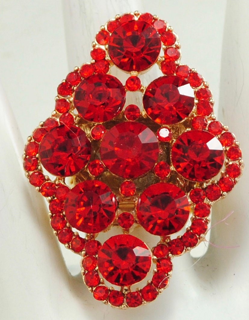 Roter Strass Ring Cocktail Geschenk Für Frauen Weihnachten Schmuck Verstellbarer von victoriascharms