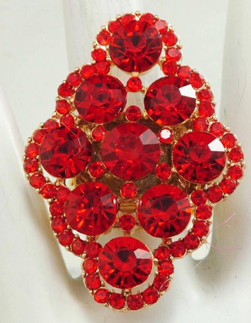 Roter Strass Ring Cocktail Geschenk Für Frauen Weihnachten Schmuck Verstellbarer von victoriascharms
