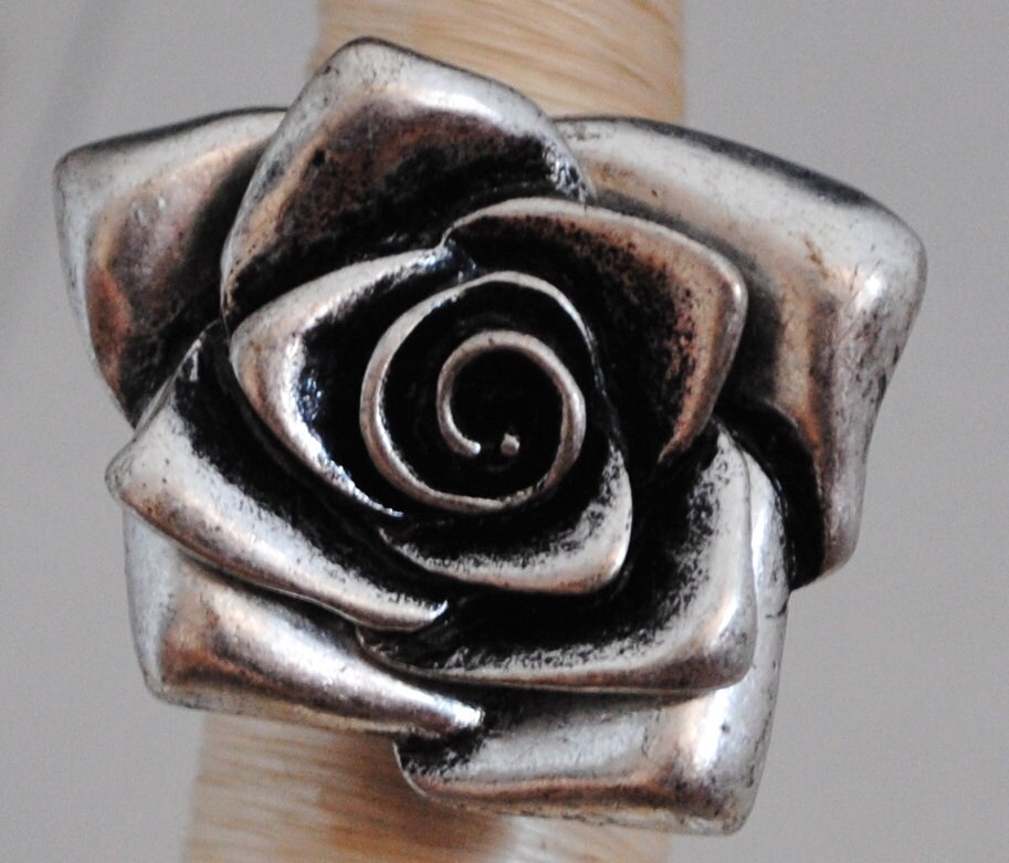 Silber Rose Ring, Verstellbare Blume Ring Für Sie von victoriascharms