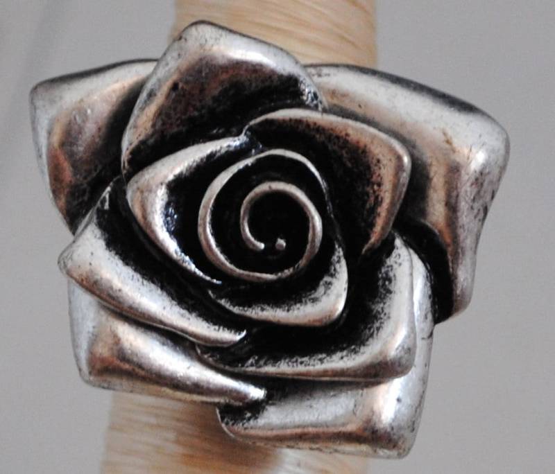 Silber Rose Ring, Verstellbare Blume Ring Für Sie von victoriascharms