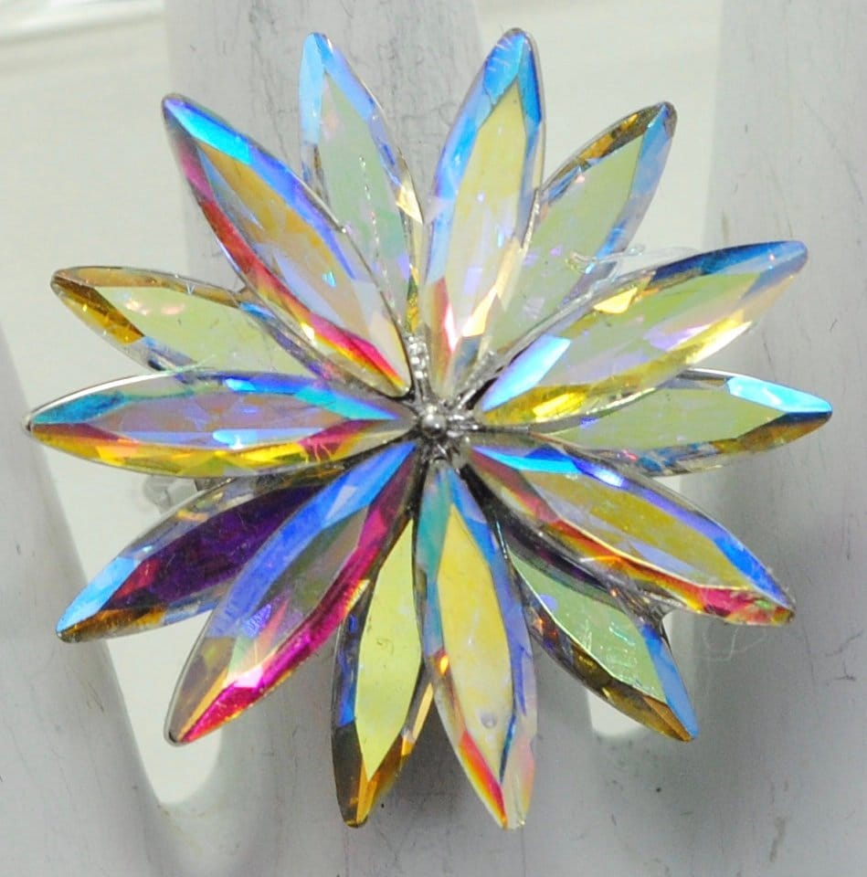 Kristall Starburst Ring, Aurora Borealis Strass, Verstellbares Band von victoriascharms