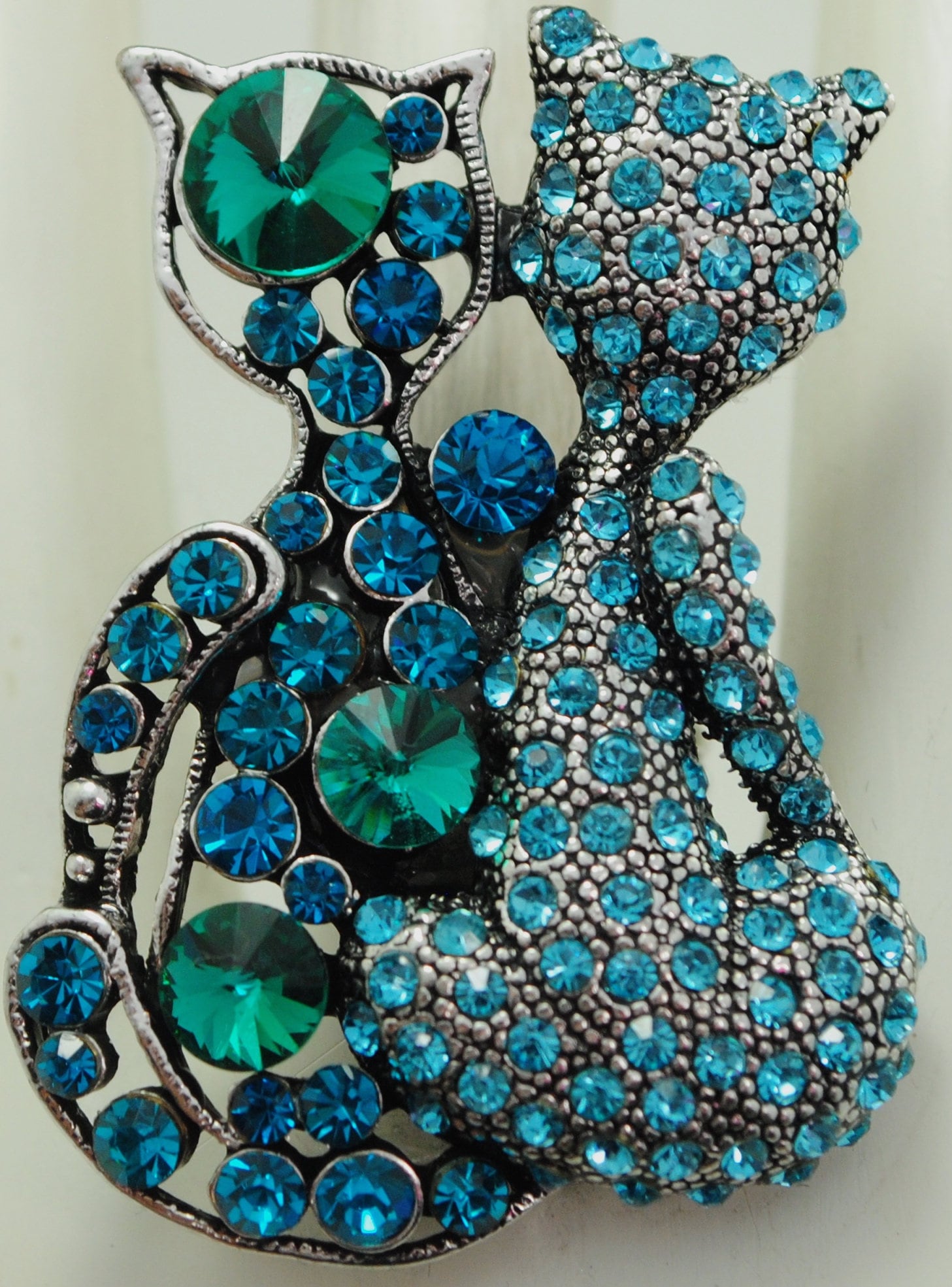 Strass Katzen Ring Blaue Strasssteine Haustier Schmuck Geschenk Für Sie Verstellbaren von victoriascharms