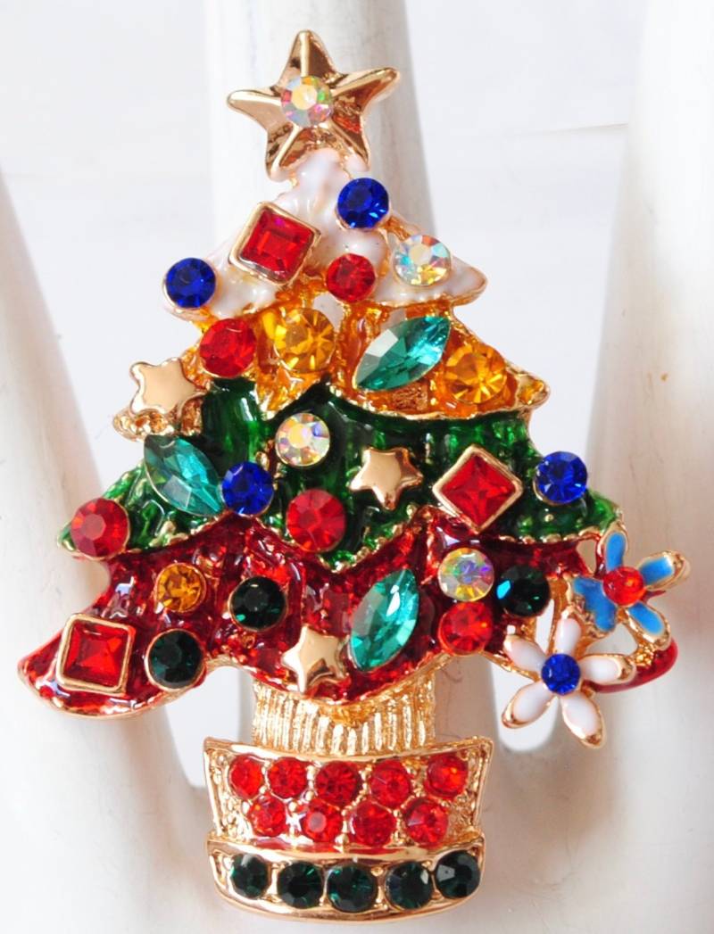 Weihnachtsbaum Ring Multicolor Strass Weihnachten Schmuck Einstellbar von victoriascharms