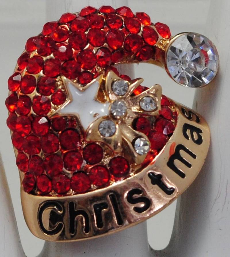 Weihnachtsmütze Ring Rote Strass Weihnachten Schmuck Verstellbare von victoriascharms