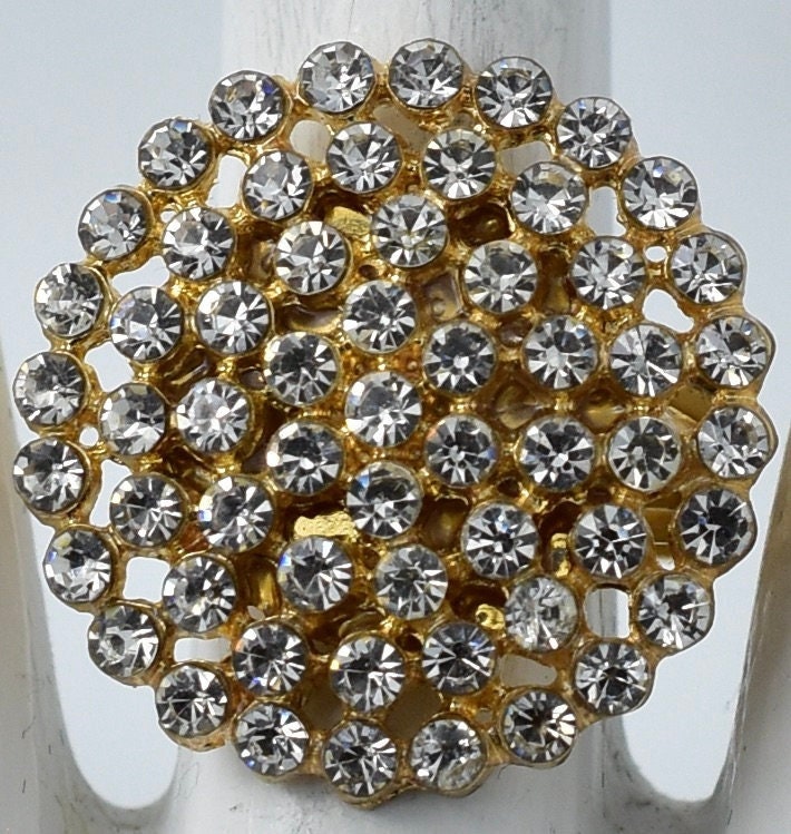 strass Cocktail Ring Goldring Runder Hochzeitsschmuck Verstellbar von victoriascharms
