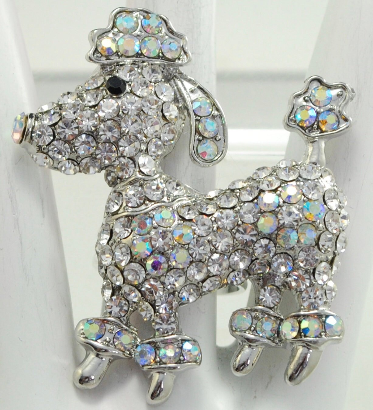 strass Pudel Ring, Aurora Borealis Ab Kristall Einstellbar Band von victoriascharms