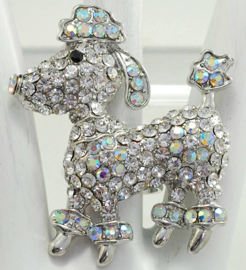 strass Pudel Ring, Aurora Borealis Ab Kristall Einstellbar Band von victoriascharms