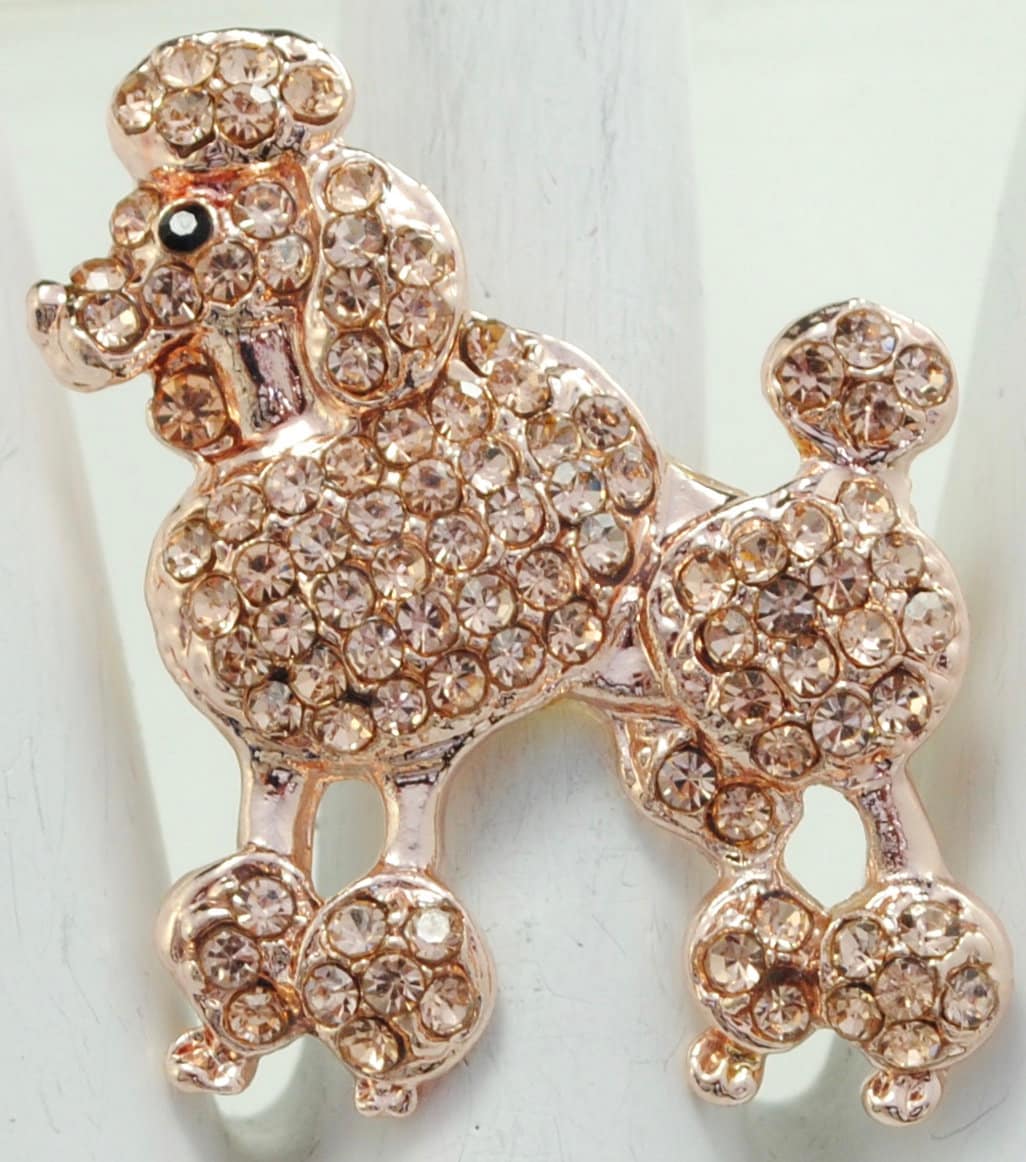 strass Pudel Ring, Rose Gold Verstellbares Band von victoriascharms