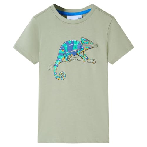Kinder Kurzarmshirt T-Shirt Kindershirt Rundhalsausschnitt Jungen Hellkhaki 140 von vidaXL