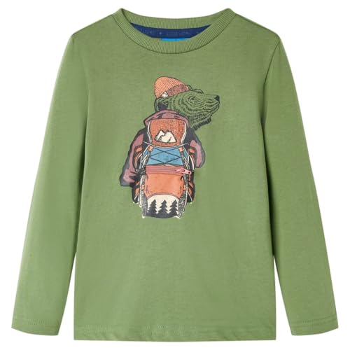 Kinder Langarmshirt Bären Langarm T-Shirt Jungen Kindershirt Helles Khaki 140 von vidaXL