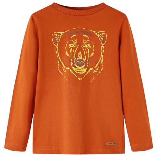 Kinder Langarmshirt Bären Langarm T-Shirt Jungen Kindershirt Rostbraun 140 von vidaXL