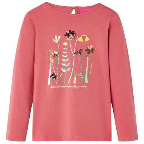 Kinder Langarmshirt Blumenmuster Langarm T-Shirt Jungen Kindershirt Altrosa 104 von vidaXL