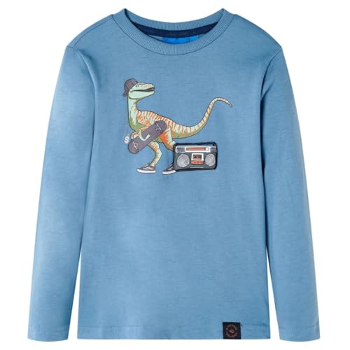 Kinder-Langarmshirt Dinosaurier Pullover Sweatshirt T-Shirt Mittelblau 92 von vidaXL