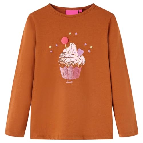 Kinder Langarmshirt Eiscreme Langarm T-Shirt Jungen Kindershirt Cognac 128 von vidaXL