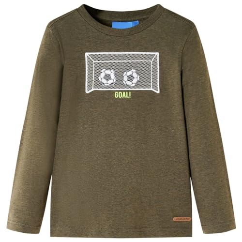 Kinder-Langarmshirt Fußballtor Pullover Sweatshirt T-Shirt Khaki Melange 140 von vidaXL