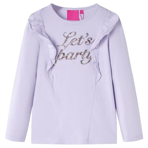 Kinder-Langarmshirt Glitzer-Aufdruck Pullover Sweatshirt T-Shirt Helllila 140 von vidaXL