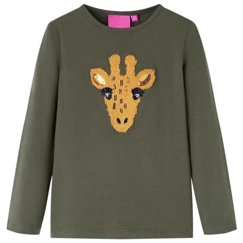 Kinder Langarmshirt Hirschmotiv Langarm T-Shirt Jungen Kindershirt Khaki 140 von vidaXL