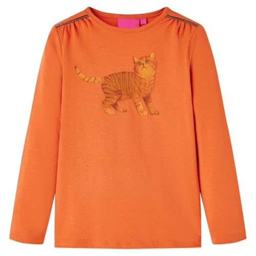 Kinder Langarmshirt Katze Langarm T-Shirt Jungen Kindershirt Dunkelorange 128 von vidaXL