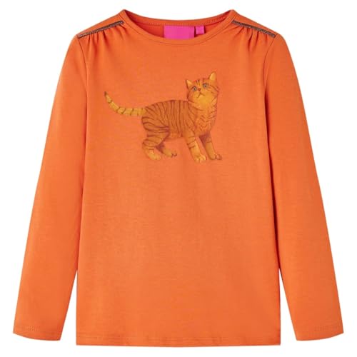 Kinder Langarmshirt Katze Langarm T-Shirt Jungen Kindershirt Dunkelorange 140 von vidaXL