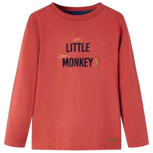 Kinder Langarmshirt Little Monkey Aufdruck Langarm T-Shirt Jungen Dunkelrot 116 von vidaXL