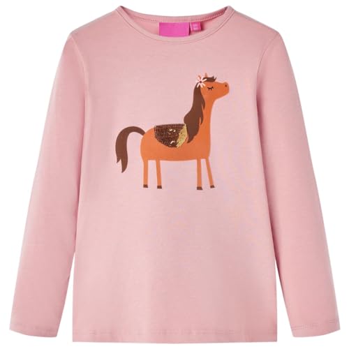 Kinder Langarmshirt Pony-Motiv Langarm T-Shirt Jungen Kindershirt Hellrosa 116 von vidaXL