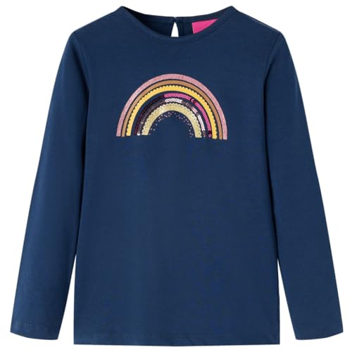 Kinder Langarmshirt Regenbogen Aufdruck Langarm T-Shirt Jungen Marineblau 116 von vidaXL