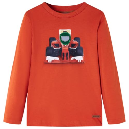 Kinder-Langarmshirt Rennwagen-Aufdruck Pullover Sweatshirt T-Shirt Orange 140 von vidaXL