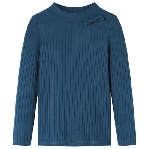 Kinder Langarmshirt Rippstrick Langarm T-Shirt Jungen Kindershirt Marineblau 128 von vidaXL