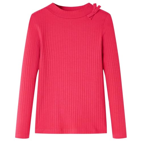 Kinder-Langarmshirt Schleife Pullover Sweatshirt Langes T-Shirt Knallrosa 128 von vidaXL
