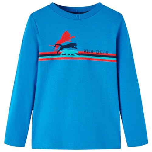 Kinder Langarmshirt Wildtieren Langarm T-Shirt Jungen Kindershirt Kobaltblau 104 von vidaXL
