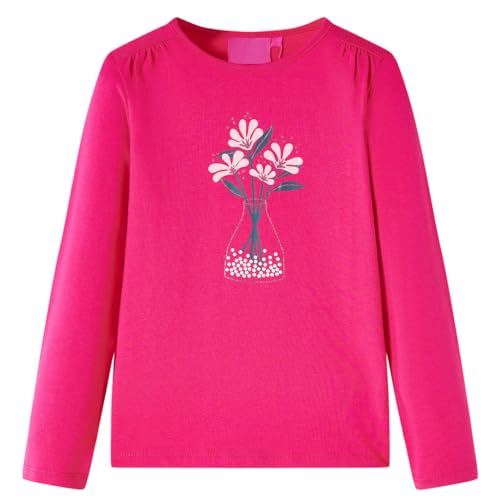 Kinder-Langarmshirt mit Blumen-Aufdruck Pullover Sweatshirt T-Shirt Knallrosa 92 von vidaXL