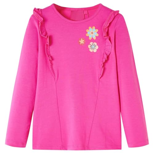 Kinder-Langarmshirt mit Blumen-Motiv Pullover Sweatshirt T-Shirt Dunkelrosa 140 von vidaXL