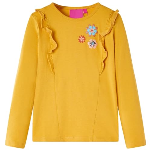 Kinder-Langarmshirt mit Blumen Pullover Sweatshirt T-Shirt Dunkelocker 128 von vidaXL