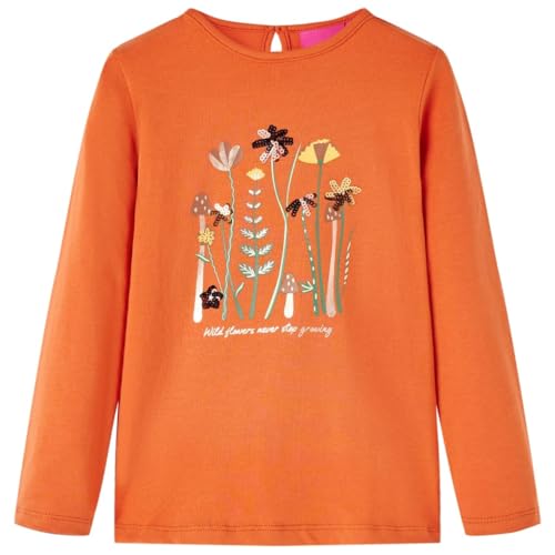 Kinder Langarmshirt mit Blumenmuster Langarm T-Shirt Jungen Dunkelorange 128 von vidaXL