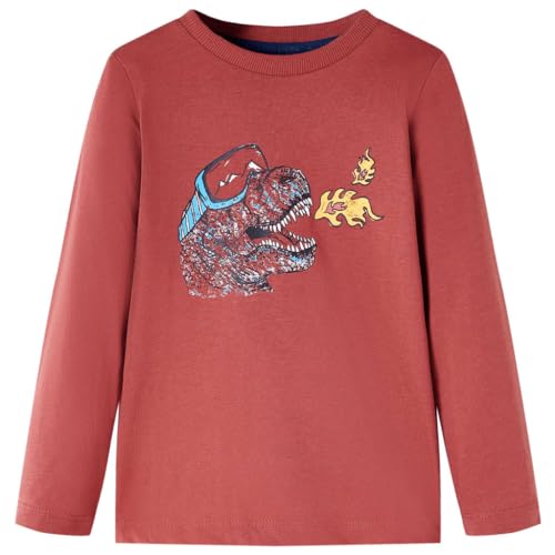 Kinder-Langarmshirt mit Dinosaurier Pullover Sweatshirt T-Shirt Dunkelrot 128 von vidaXL