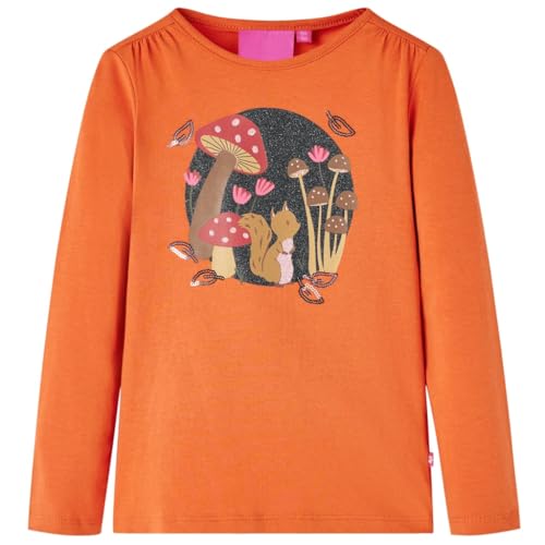Kinder Langarmshirt mit Eichhörnchen Langarm T-Shirt Jungen Dunkelorange 104 von vidaXL