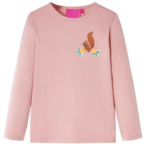 Kinder-Langarmshirt mit Eichhörnchen Pullover Sweatshirt T-Shirt Hellrosa 128 von vidaXL
