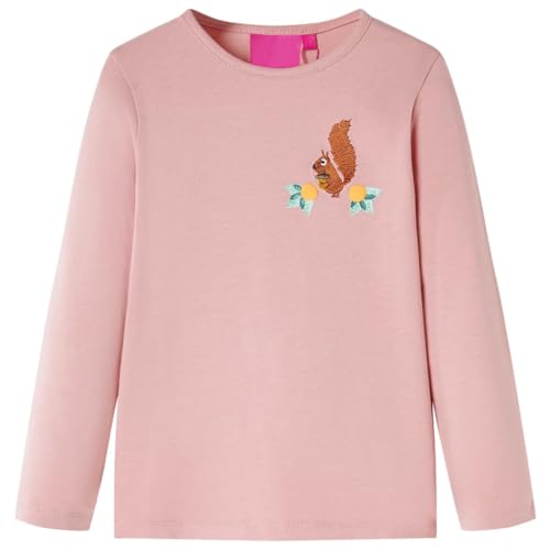 Kinder-Langarmshirt mit Eichhörnchen Pullover Sweatshirt T-Shirt Hellrosa 140 von vidaXL