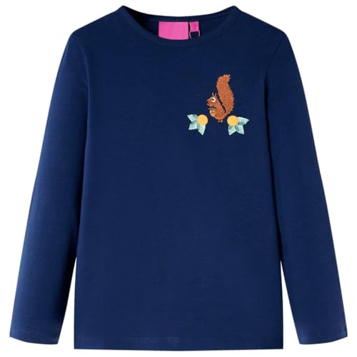 Kinder-Langarmshirt mit Eichhörnchen Pullover Sweatshirt T-Shirt Marineblau 140 von vidaXL