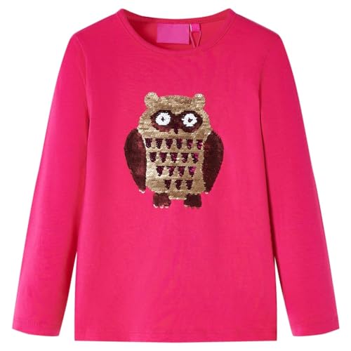 Kinder-Langarmshirt mit Eulen-Aufdruck Pullover Sweatshirt T-Shirt Knallrosa 116 von vidaXL