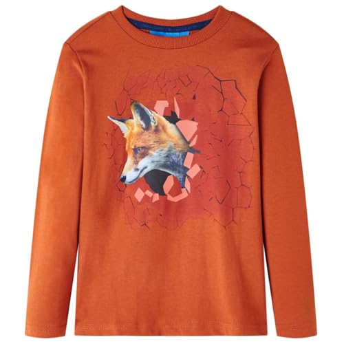 Kinder-Langarmshirt mit Fuchs-Aufdruck Pullover Sweatshirt T-Shirt Rostbraun 92 von vidaXL