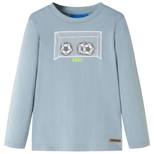 Kinder-Langarmshirt mit Fußballtor Pullover Sweatshirt T-Shirt Hellblau 128 von vidaXL