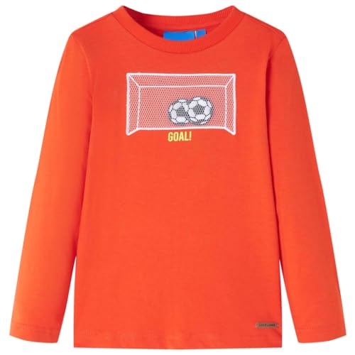 Kinder-Langarmshirt mit Fußballtor Pullover Sweatshirt T-Shirt Hellorange 104 von vidaXL