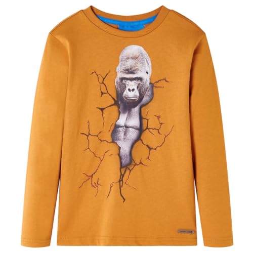 Kinder-Langarmshirt mit Gorilla Pullover Sweatshirt T-Shirt Dunkelocker 104 von vidaXL