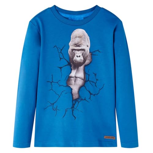 Kinder-Langarmshirt mit Gorilla Pullover Sweatshirt T-Shirt Petrolblau 116 von vidaXL