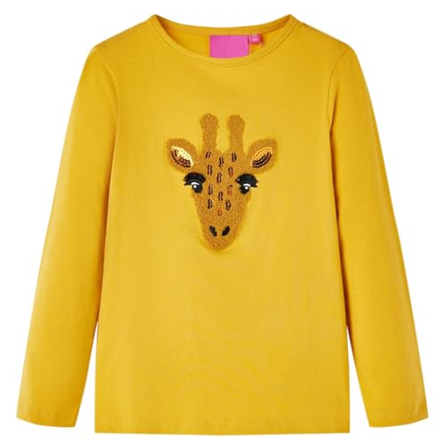 Kinder Langarmshirt mit Hirschmotiv Langarm T-Shirt Jungen Dunkles Ocker 128 von vidaXL