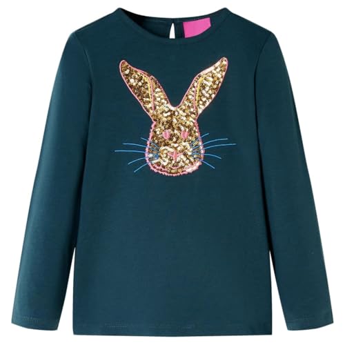 Kinder-Langarmshirt mit Kaninchen Pullover Sweatshirt T-Shirt Dunkelgrün 92 von vidaXL