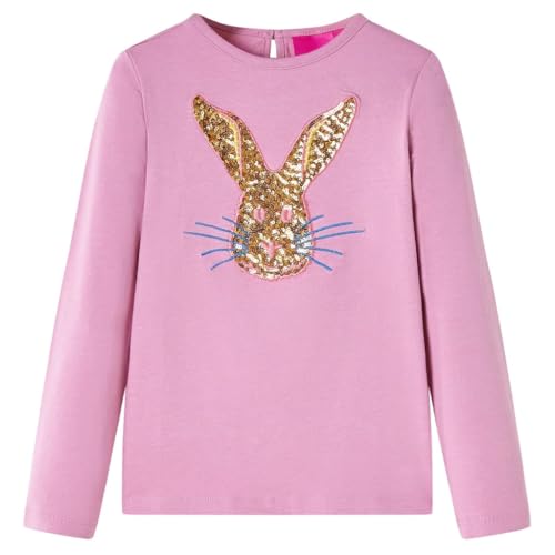Kinder-Langarmshirt mit Kaninchen Pullover Sweatshirt T-Shirt Dunkelrosa 116 von vidaXL