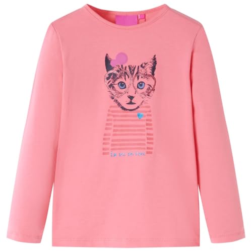 Kinder-Langarmshirt mit Katzen-Aufdruck Pullover Sweatshirt T-Shirt Rosa 128 von vidaXL